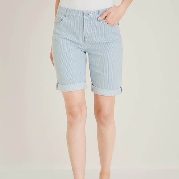 Chico's Pants - Chico’s Demin Striped Shorts Blue White Size 6 NWT